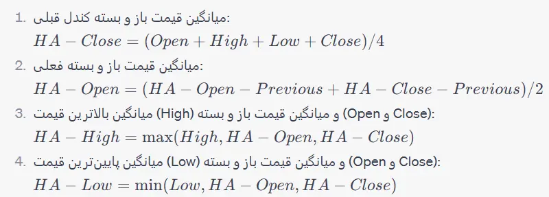 فرمولهای محاسبه کندل هیکن آشی