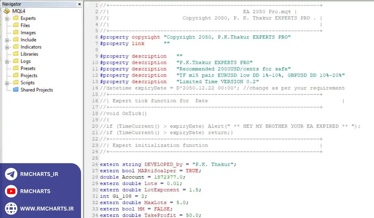 سورس کد نمونه برای متاتریدر 5 (MQL5)