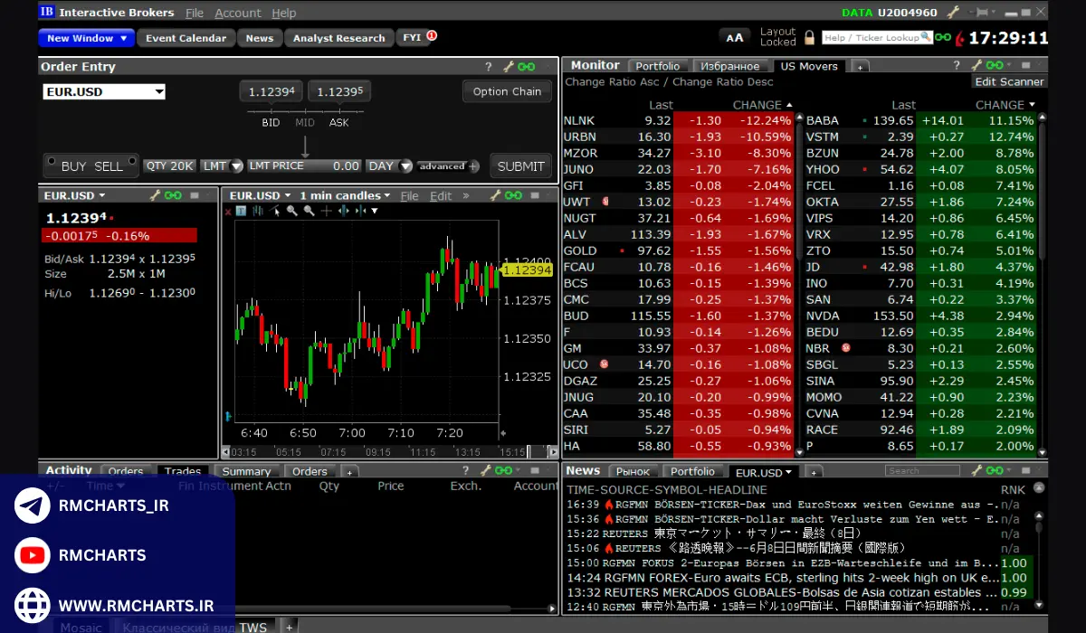 کاربردهای نرم افزار Trader Workstation (TWS)