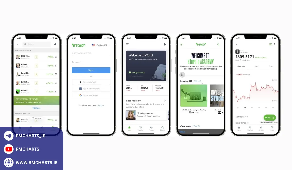 نرم‌افزار eToro موبایل