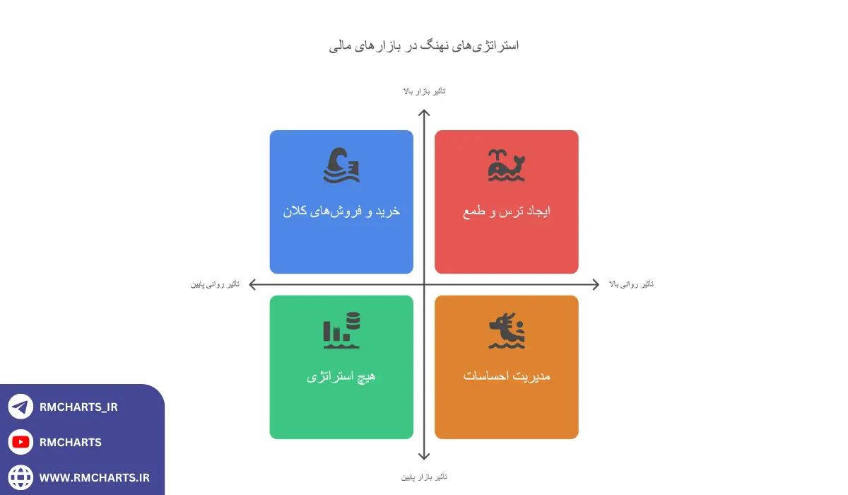 نقش نهنگ‌ها در عملیات روانی بازار (Psychological Manipulation) اینفوگرافی
